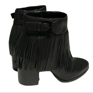 Aldo Thalia black fringe leather heeled boots 8